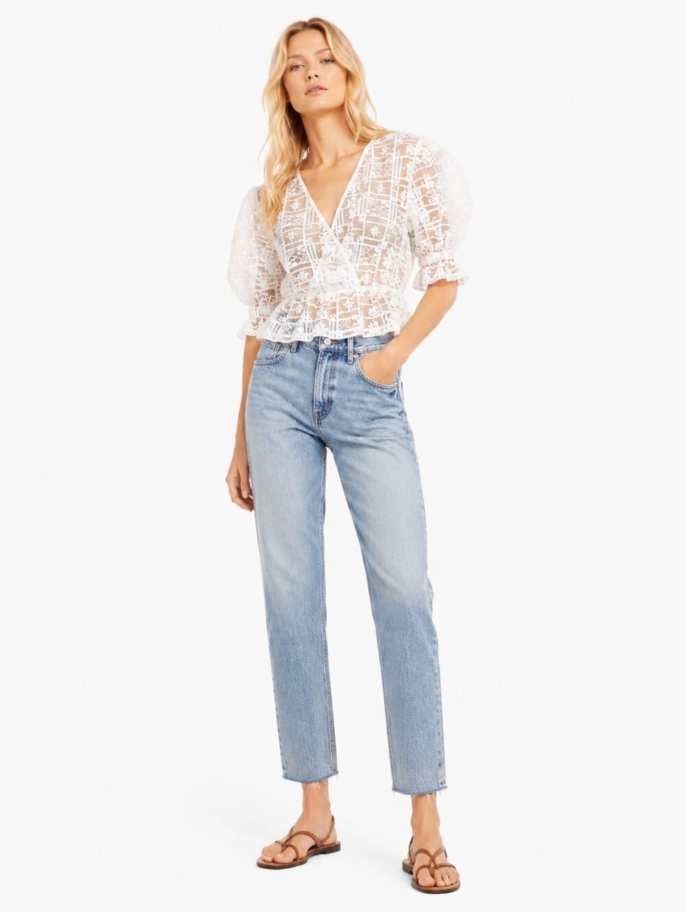 NWT Zara Size S White Embroidered Lace Tulle Blouse